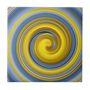 Yellow and blue spiral ceramic tile