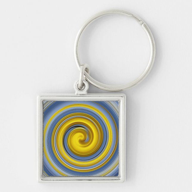 Yellow and blue spiral key ring (Front)