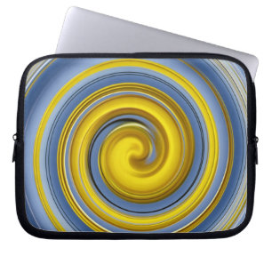 Yellow and blue spiral laptop sleeve