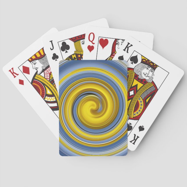 Yellow and blue spiral playing cards (Back)