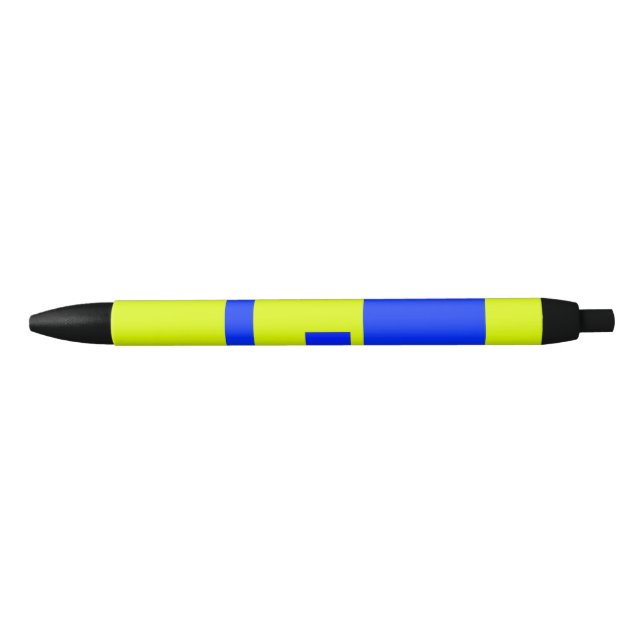 Yellow and blue squares black ink pen (Front)