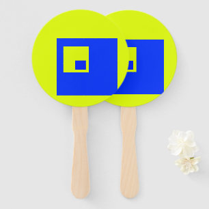 Yellow and blue squares hand fan