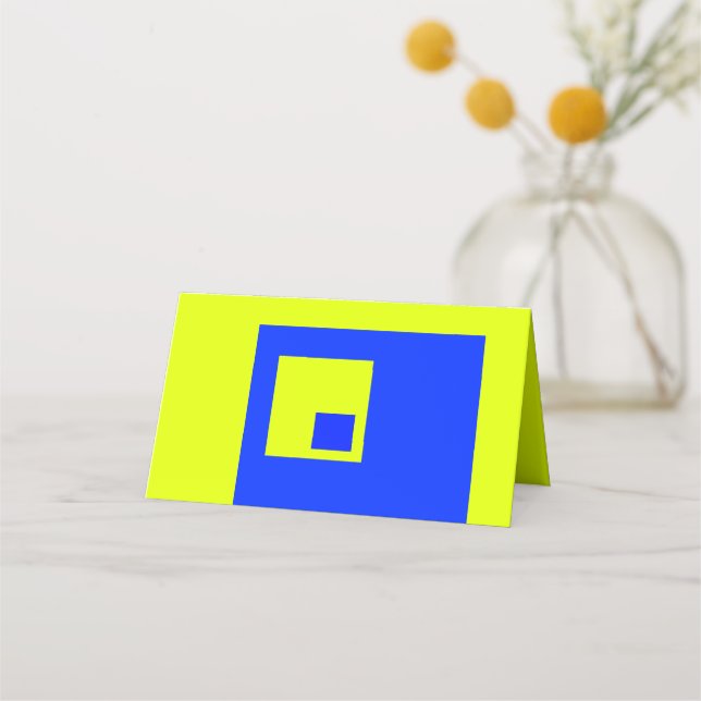 Yellow and blue squares place card (Front)