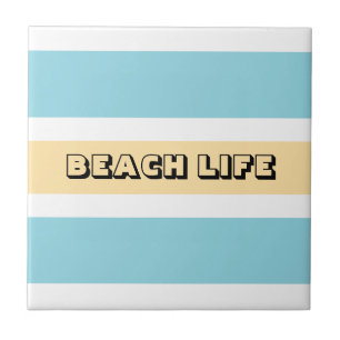Yellow And Blue Stripes Ceramic Tile