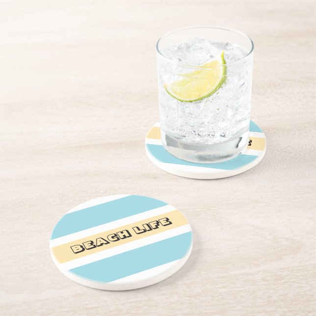 Yellow And Blue Stripes Coaster (Side)