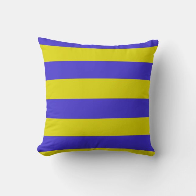 Yellow and Blue Stripes Cushion (Front)