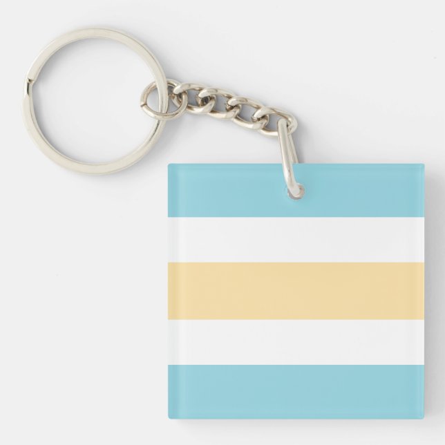 Yellow And Blue Stripes Key Ring (Front)