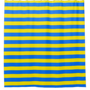Yellow and Blue Stripes Shower Curtain
