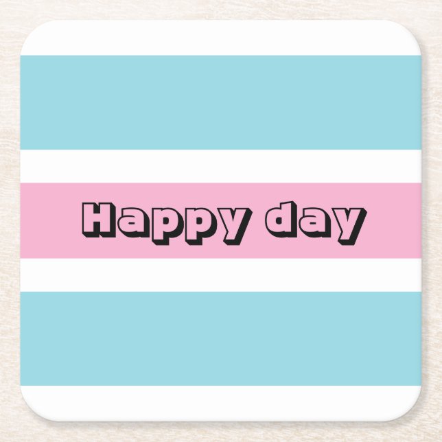 Yellow And Blue Stripes Square Paper Coaster (Front)