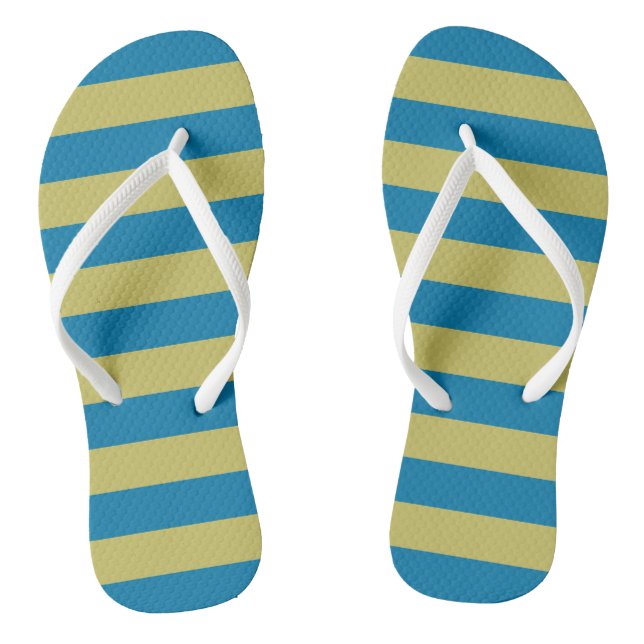 yellow and Blue Stripes Thongs (Footbed)