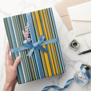 Yellow and Blue Stripes Wrapping Paper