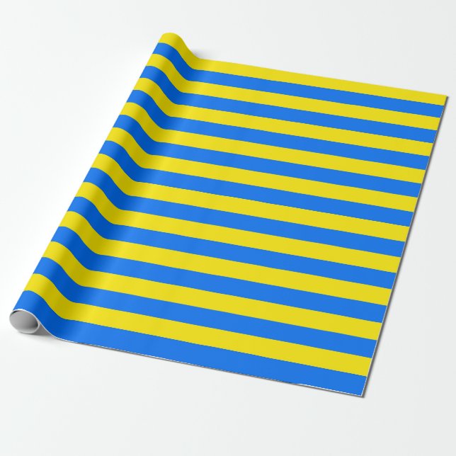 Yellow and Blue Stripes Wrapping Paper (Unrolled)