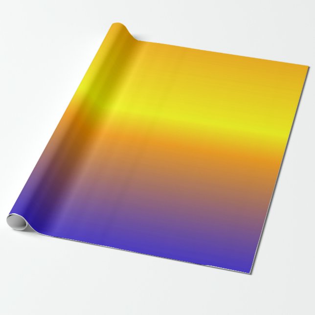 Yellow and Blue Sunset Gradient Wrapping Paper (Unrolled)