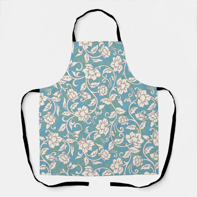 Yellow and Blue Swirling Flowers Apron (Front)