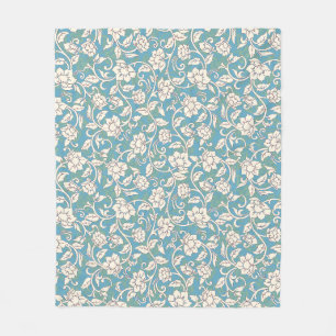 Yellow and Blue Swirling Flowers Fleece Blanket