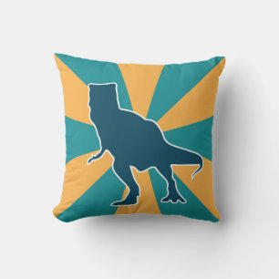 Yellow and blue T-rex boy's room dinosaur Cushion