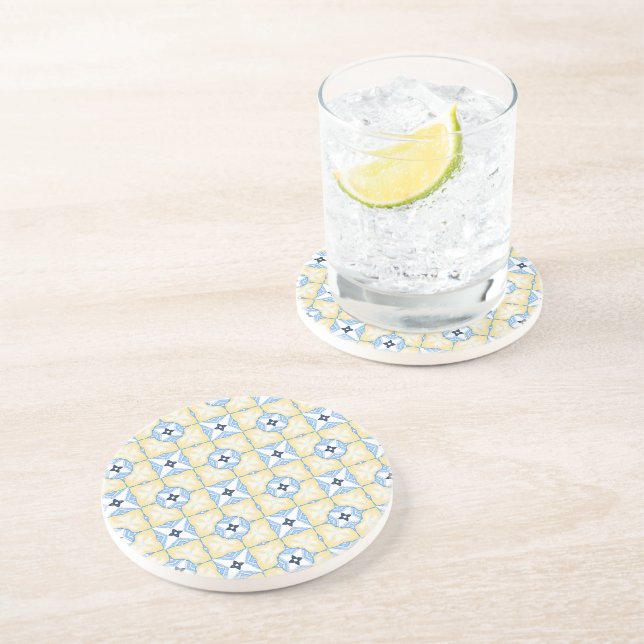 Yellow and Blue Tile  Coaster (Side)