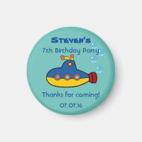Yellow and Blue Toy Submarine Birthday Thank You