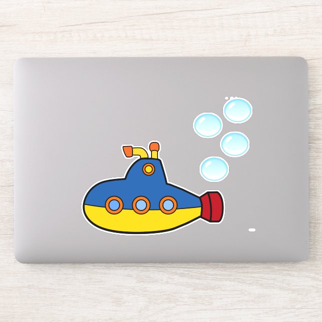 Yellow and Blue Toy Submarine with Water Bubbles (Computer)