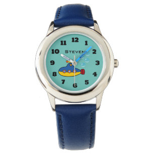 Yellow and Blue Toy Submarine with Water Bubbles Watch