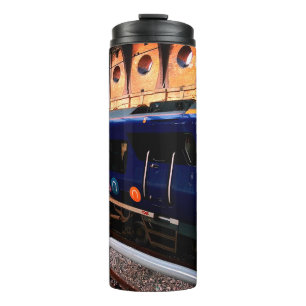 Yellow and blue train , at York station Thermal Tumbler