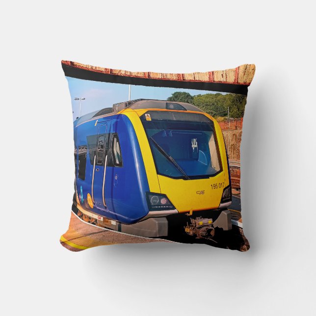 Yellow and blue train , Sheffield Cushion (Front)