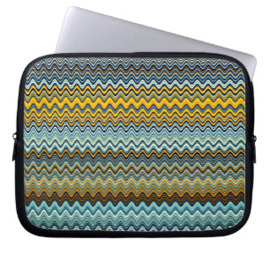 Yellow and Blue Wavy Stripes Laptop Sleeve