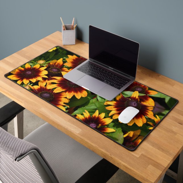 Yellow and Bronze Coloured Rudbeckias Floral Desk Mat (Office 2)