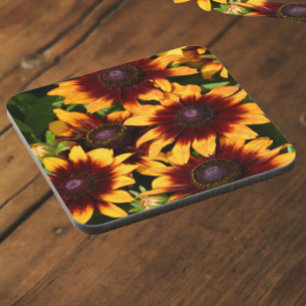 Yellow and Bronze Rudbeckias Floral Coaster
