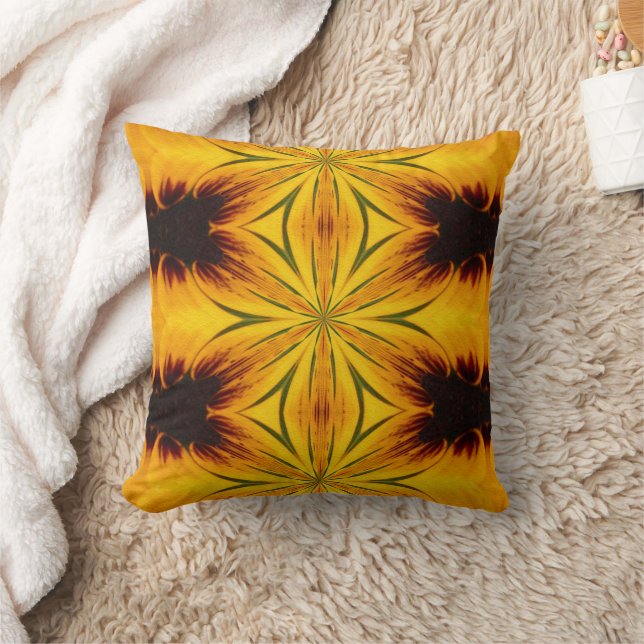 Yellow And Brown Abstract Shapes  Cushion (Blanket)