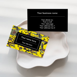 Yellow and Brown Camo, Camouflage, Military, Army Business Card