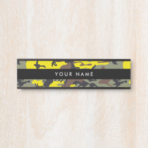 Yellow and Brown Camo, Camouflage, Military, Army Door Sign