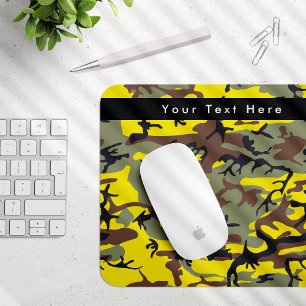Yellow and Brown Camo, Camouflage, Military, Army Mouse Pad