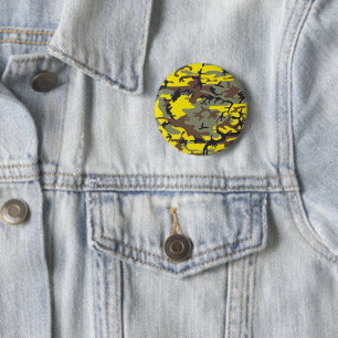 Yellow and Brown Camouflage, Military, Army 6 Cm Round Badge