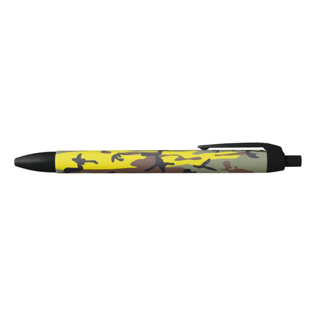 Yellow and Brown Camouflage, Military, Army Black Ink Pen (Top)