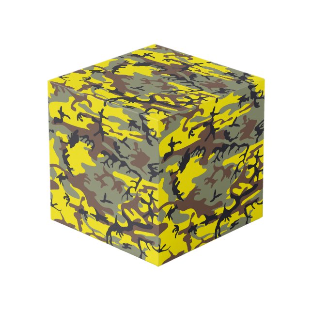 Yellow and Brown Camouflage, Military, Army Cube (Front Angled)