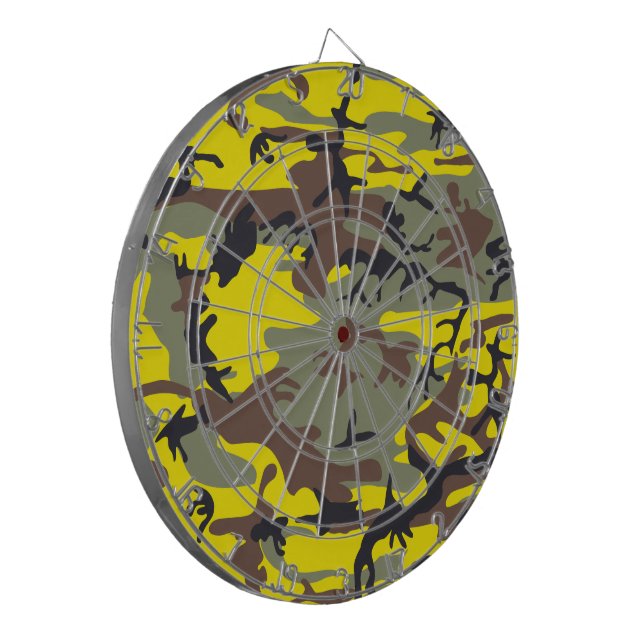 Yellow and Brown Camouflage, Military, Army Dartboard (Front Left)