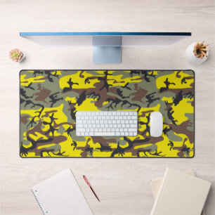 Yellow and Brown Camouflage, Military, Army Desk Mat