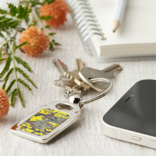 Yellow and Brown Camouflage, Military, Army Key Ring