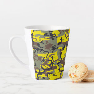 Yellow and Brown Camouflage, Military, Army Latte Mug