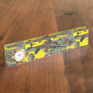 Yellow and Brown Camouflage, Military, Army Nameplate
