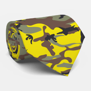 Yellow and Brown Camouflage, Military, Army Tie