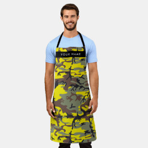 Yellow and Brown Camouflage Your name Personalise Apron