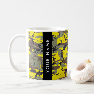 Yellow and Brown Camouflage Your name Personalise Coffee Mug