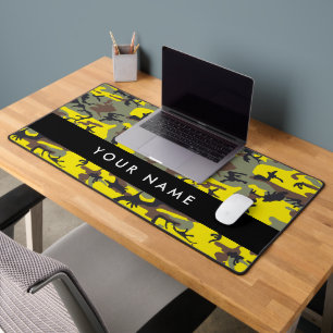 Yellow and Brown Camouflage Your name Personalise Desk Mat