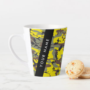 Yellow and Brown Camouflage Your name Personalise Latte Mug