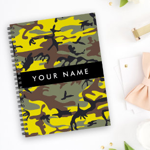 Yellow and Brown Camouflage Your name Personalise Planner