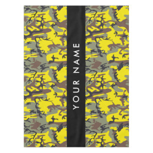 Yellow and Brown Camouflage Your name Personalise Tablecloth