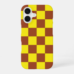 Yellow and Brown Chequered Style iPhone 16 Case