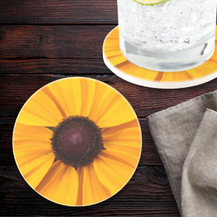 Yellow and Brown Floral Brown-eyed Susan Coaster